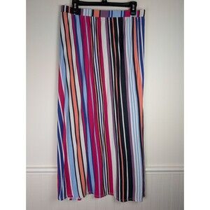 Lane Bryant Womens Rainbow Striped Stretch Pull On Maxi Skirt Festival 22/24
